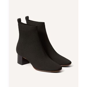 Everlane The Glove Boot Rib Knit Ankle Sock Boots Size 9 ReKnit Black Block Heel